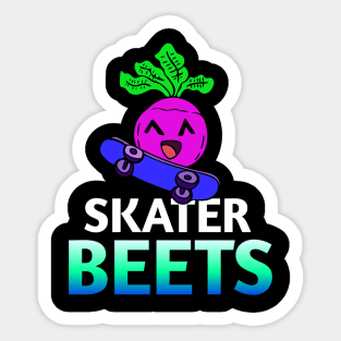 Skater Beets - Kawaii Beets - Cute Veggies - Graphic Vector Clipart Sticker